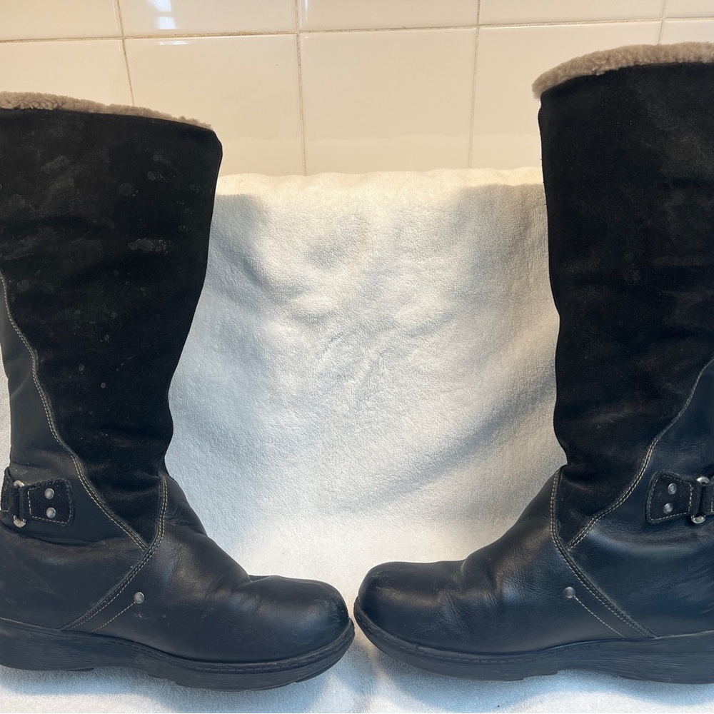 PAJAR Women's Black Leather & Suede Boots with Shearling Lining - Picture 3 of 6